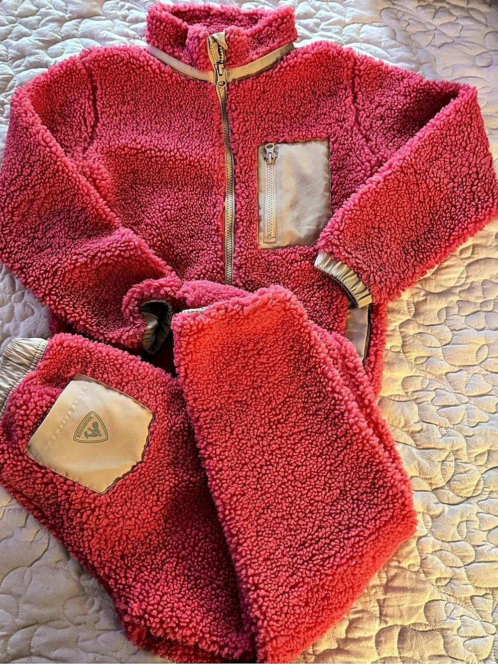 Rossignol Pink Fleece Ski Set Size 10